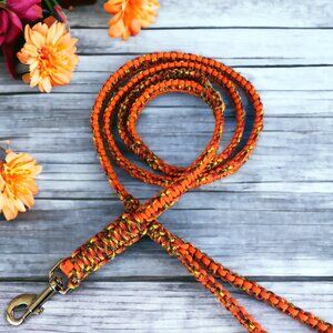 Dog Leash ~ 6' Bright Orange Paracord with Extra Handle ~ Handmade in USA Sturdy